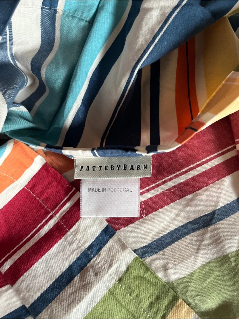Set of 2 Pottery Barn 26” Square Cotton Pillow Covers – Multicolor Stripes